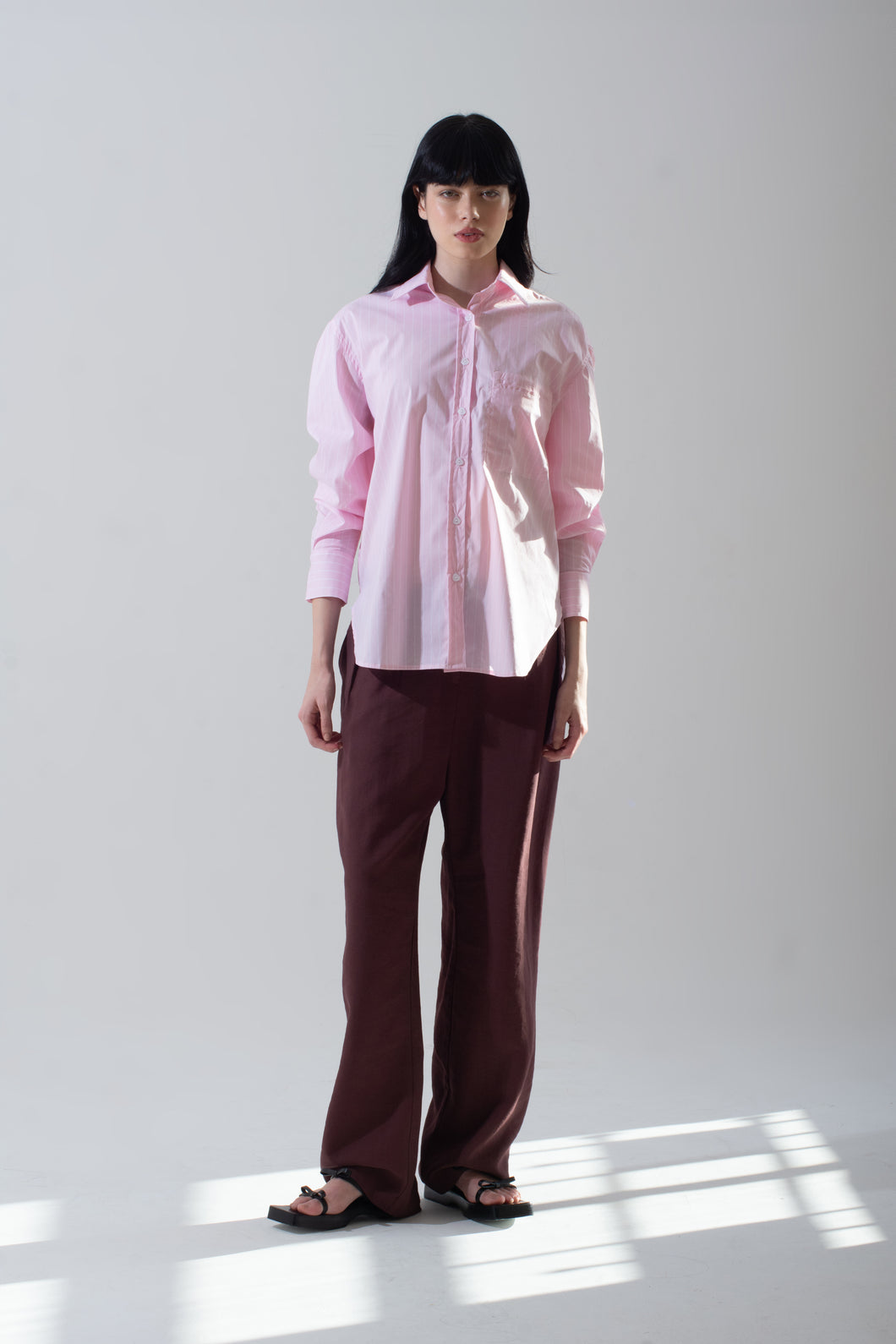 Camisa Bruna Listrada Rosa